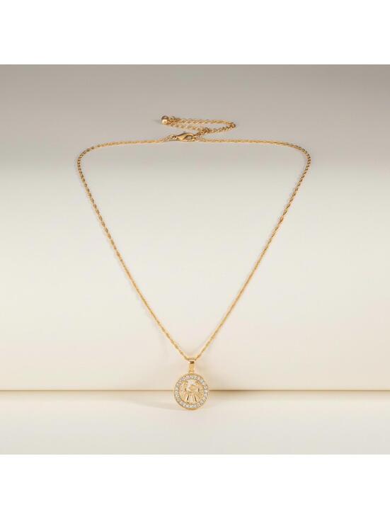 Jewelry - 1K Rose Gold Gemini Zodiac Champagne Diamond Necklace – 18" Singapore Chain